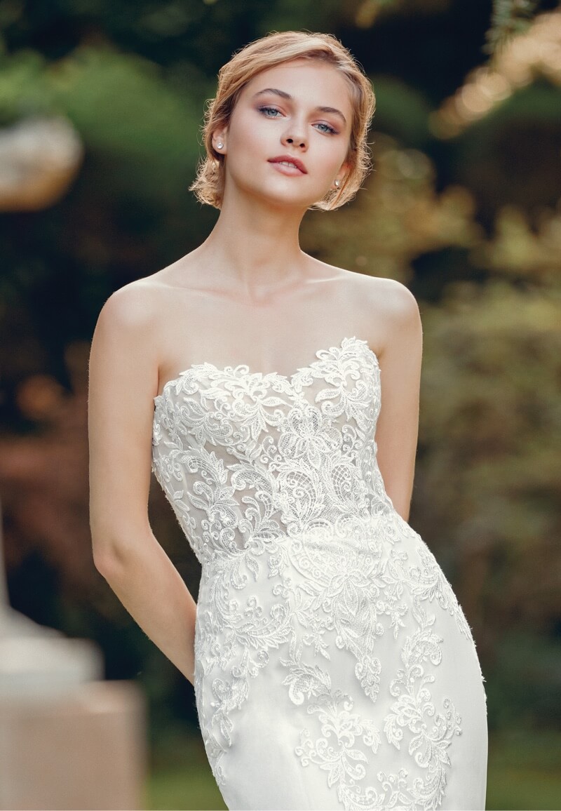 Model wearing white Sincerity Bridal dress